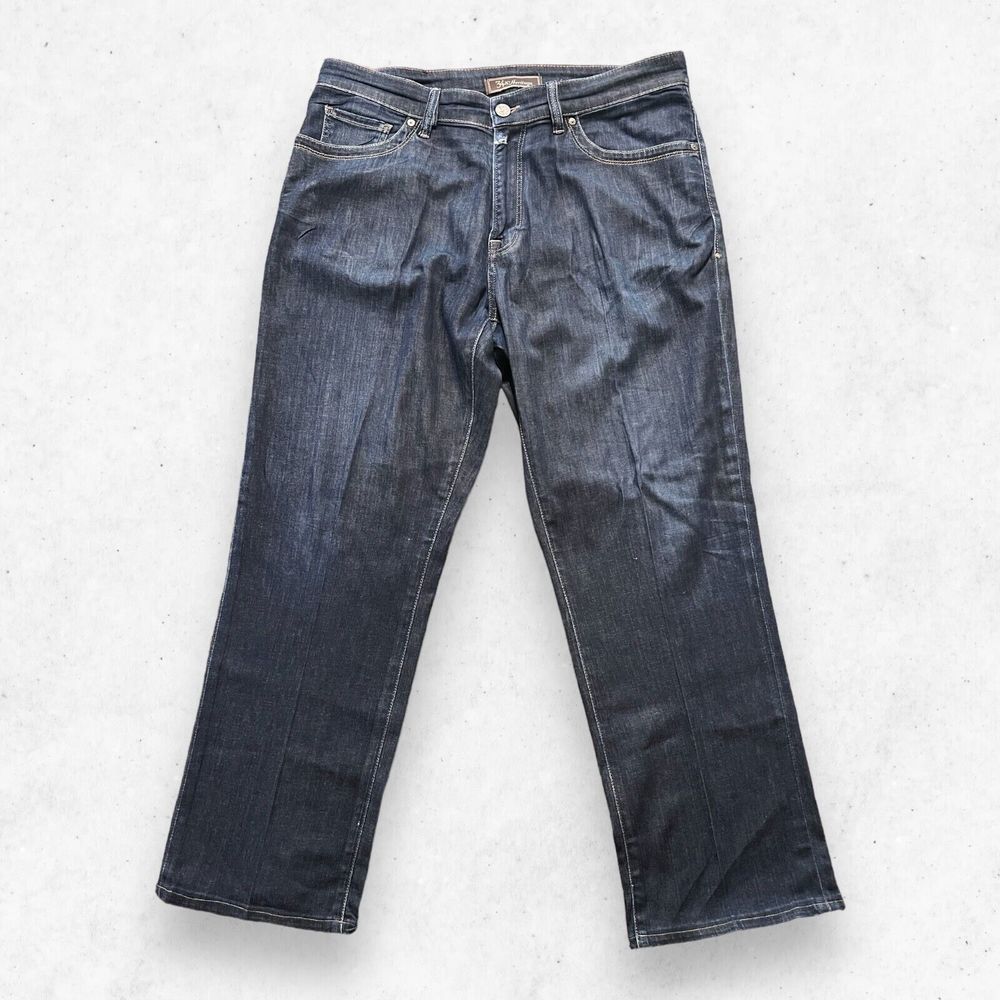34 Heritage Jeans Men's‎ Size 36/34 5 Pocket Dark Blue Pleated Straight Leg